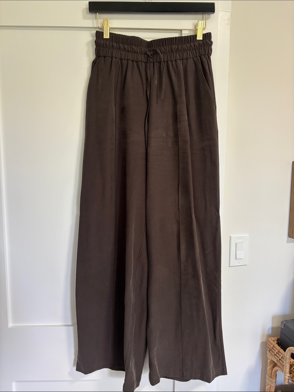 Brochu Walker Chocolate Brown Wide-Leg Drawstring Pants